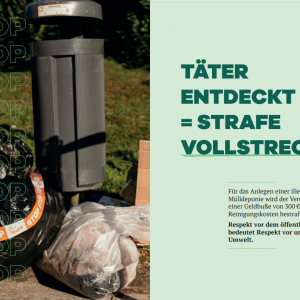 Illegales Ablagerungsset - Plakat nach der Entfernung – Mülleimer
