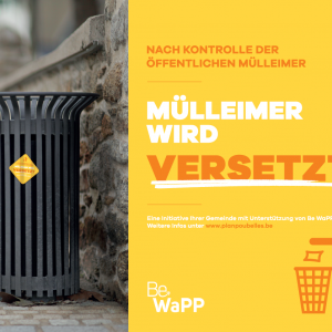 Plakat "Mülleimer wird versetzt"