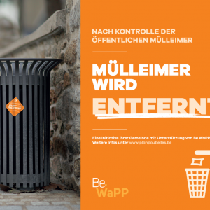 Plakat "Mülleimer wird entfernt"