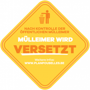 Aufkleber "Mülleimer wird versetzt"